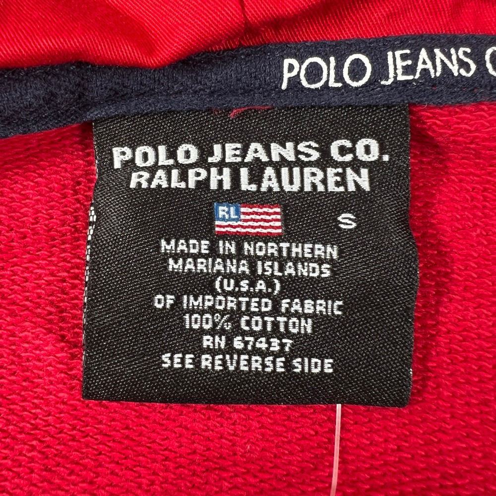Polo Jeans Co Ralph Lauren Zip Hoodie Women's Small Red Short Sleeve Graphic VTG - Picture 5 of 9